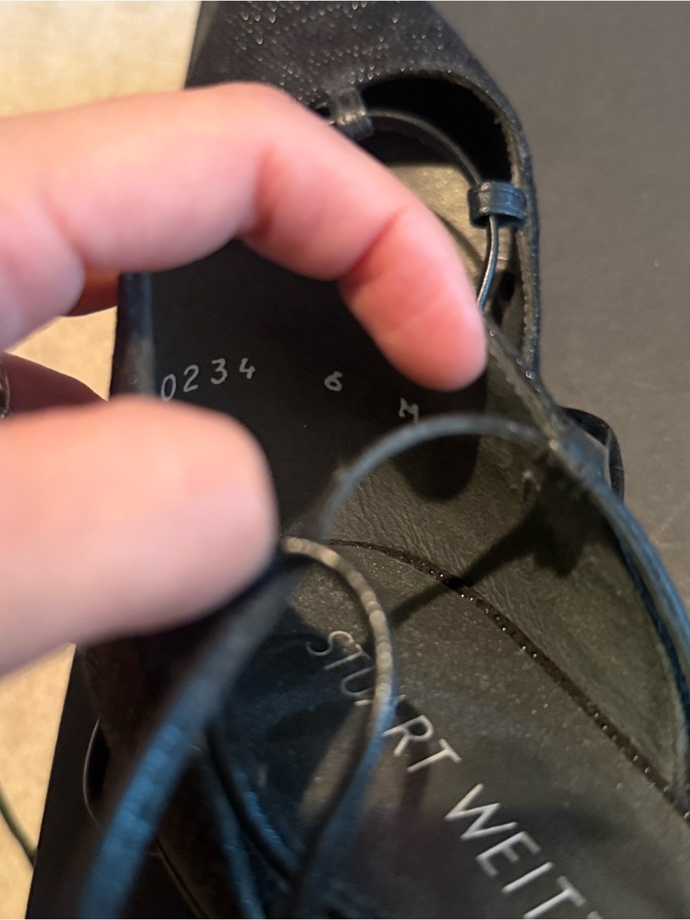 Stuart Weitzman Black Pointed Lace-Up Flats - Picture 5 of 5